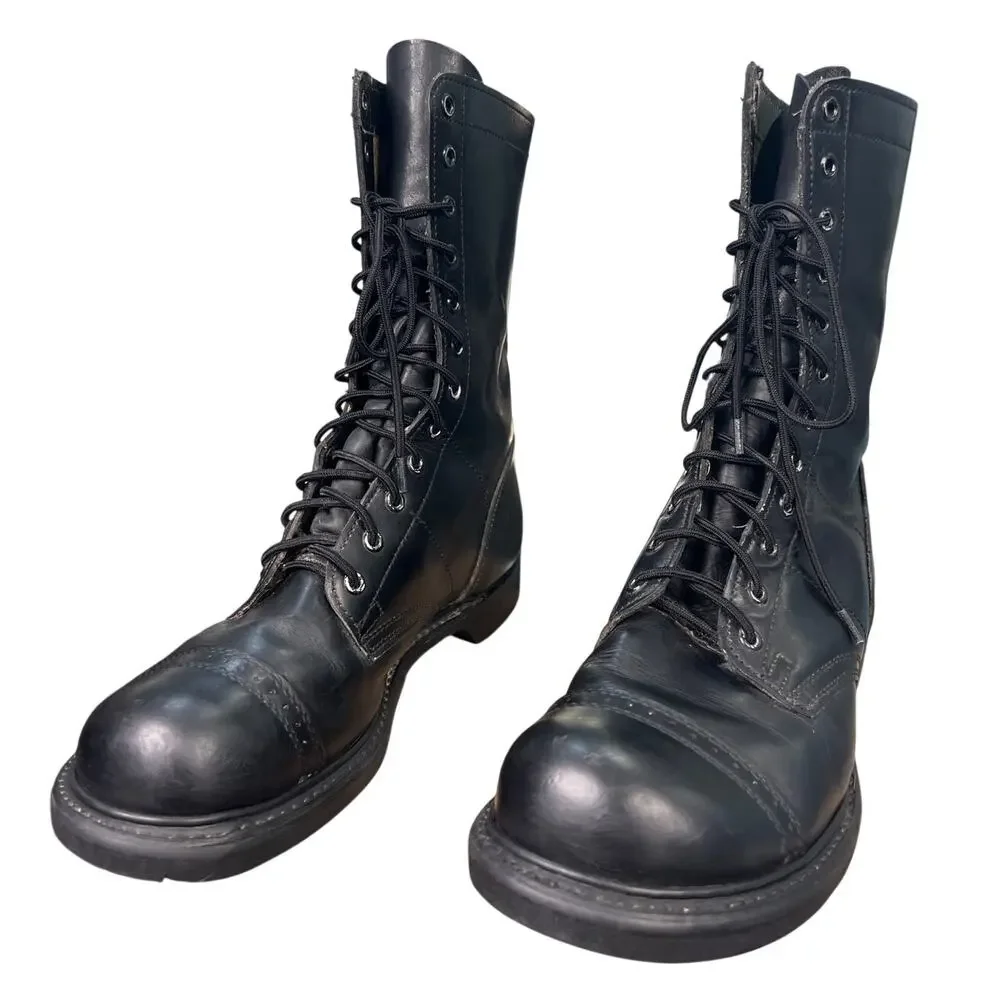 Vintage Double H 975 Black Leather Combat Jump Boots Size US 8.5 E